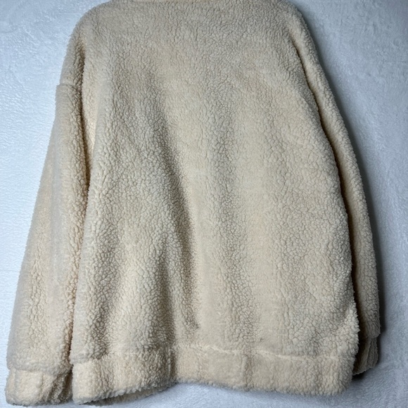 I Am Gia Beige The Pixie Sherpa Slouchy Teddy Jacket Cozy Trendy It Girl sz L - Picture 11 of 11
